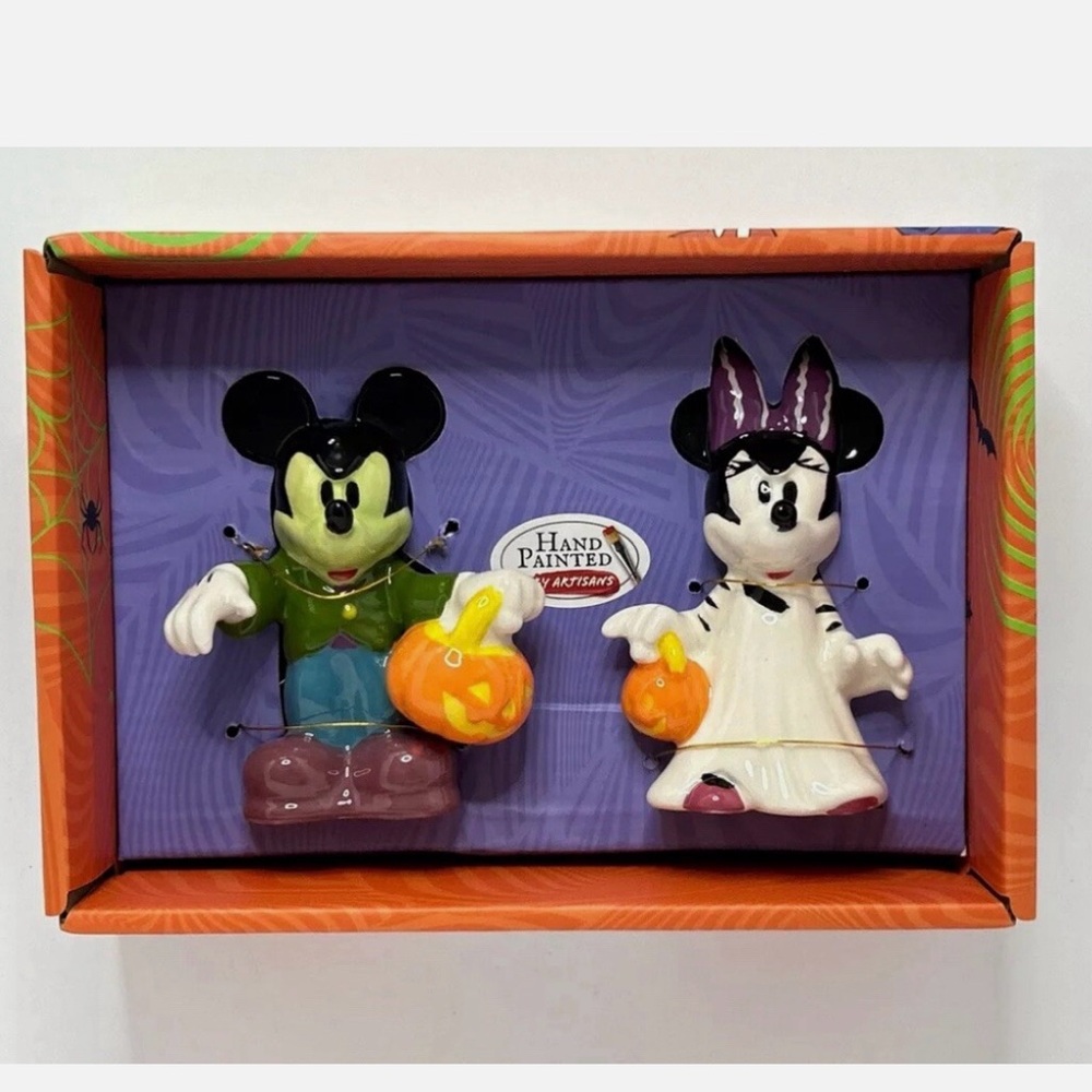Disney Halloween Frankenstein Mickey & Bride Minnie Mouse Salt & Pepper Shakers